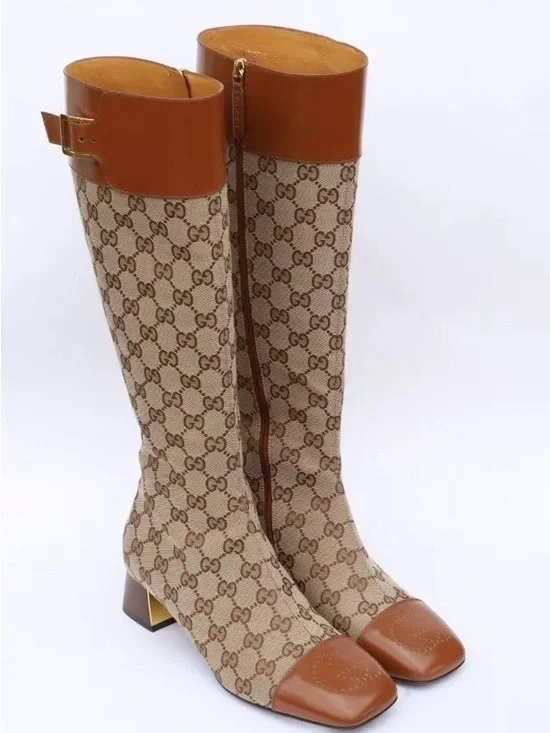 Gucci Ellis GG-Monogram Canvas Knee-High Boots - Picture 2 of 14